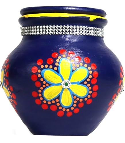 Ashirwad Mitti Kalash Terre Cuite Terre Cuite Mud Mati Pour Puja Mariages Karvachoth Pot Grahpravesh Faïence (7,6 Cm Noir), Pichet 1