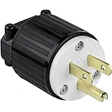 ENERLITES Industrial Grade 15A 125V Straight Blade Plug, NEMA 5-15P, 2P, 3W, 66200-BK, Black, 1 Pack