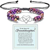 For Granddaughter - A Link That Can Never Be Undone Peach Blossom Knot Bracelet, Granddaughter Bracelet from Grandma Always Brave And Strong Adjustable Hand Braided DIY Bracelet For Women Christmas Jewelry Gifts ﻿