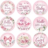 504pcs Girl Baby Shower Stickers for Favors, Pink Sweet It's A Girl Baby Stickers Round Baby Girl Labels for Chocolate Candy Gift Wrapping Scrapbooking Envelope Birthday Party (Floral)