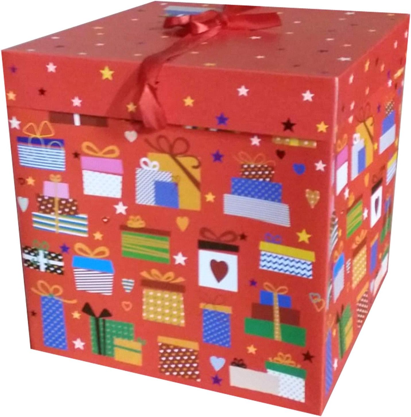 Deco Fleur Quality Presents Design Christmas Eve Birthday Gift Box Large Present Birthday Box (Red Presents)