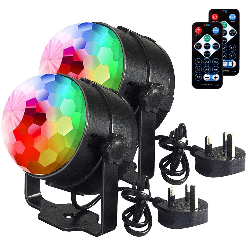 Disco Lights Disco Ball U`King, Remote Control DJ Party Lights 3W 7 Colours Strobe Light Sound Activated Party Lights for Xmas Party Pub Wedding Club Show