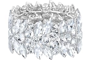 EVER FAITH Women's Stretch Bracelet Marquise Crystal Art Deco Hand Chain Wedding Bridal Jewelry