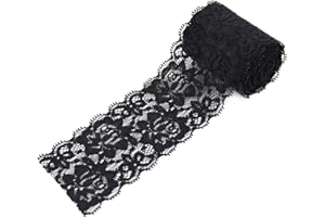 ETIAL 2.4 Inch Black Lace Ribbon,Sewing Lace Trim, Elastic Stretchy Lace Fabric - 5 Yard,Perfect for Crafting,Wedding,Gift Wrapping,Bow Making & Other Projects