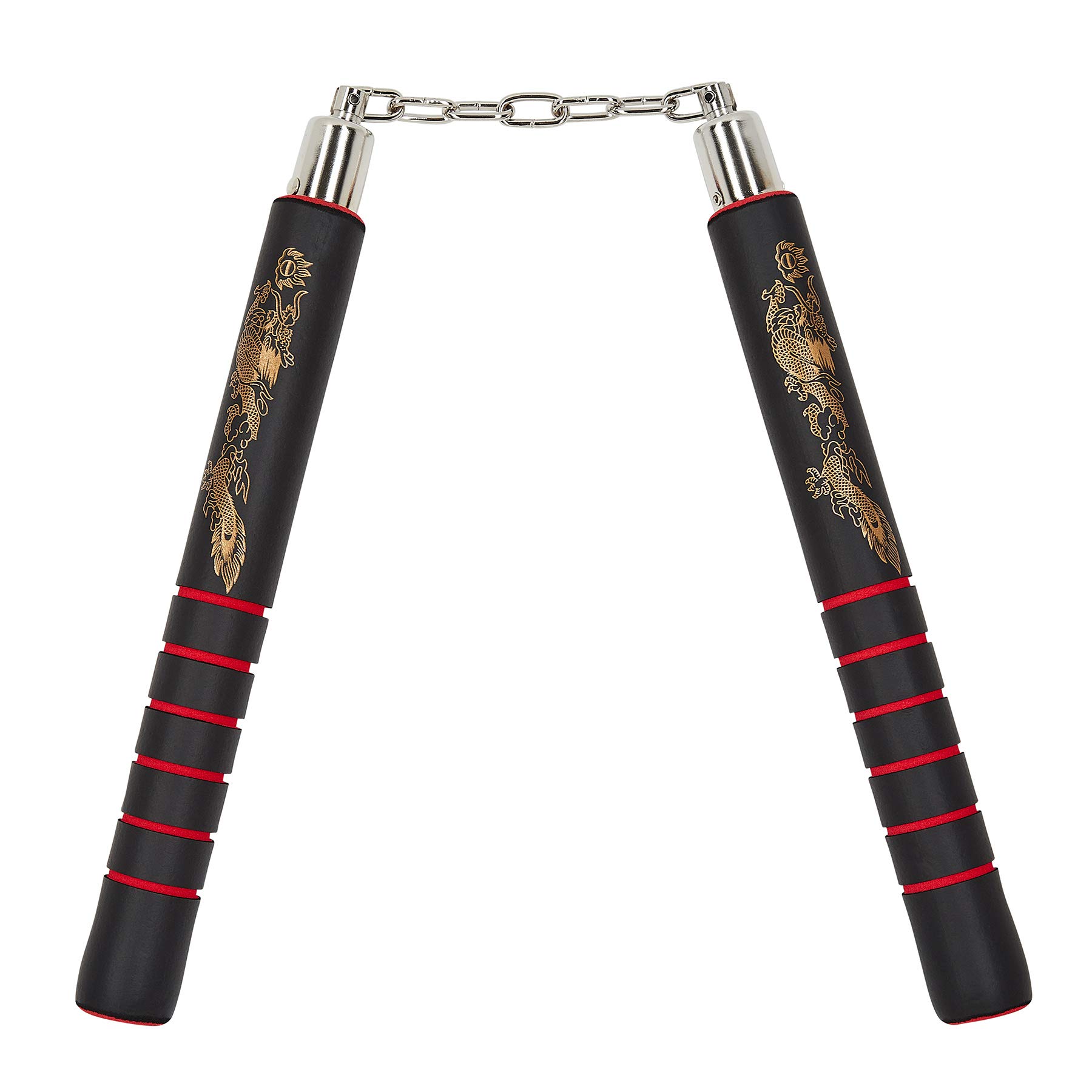 Playwell Foam Rubber Safety Training Nunchucks With Chain - Black W/Red Grips