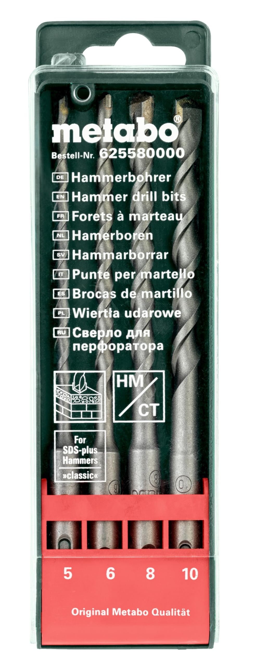 Metabo SDS-plus SP Bohrersatz – 625580000 – Für Präzises und Effizientes Bohren in Beton und Mauerwerk – 4-teilig – 5 bis 10mm