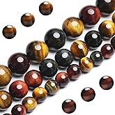 Natural Tricolor Tiger Eye Beads, Grade AAA Gemstone Round Loose Beads 8MM 100PCs Bulk Lot Options, Semi Precious Stone Beads for Jewelry Making