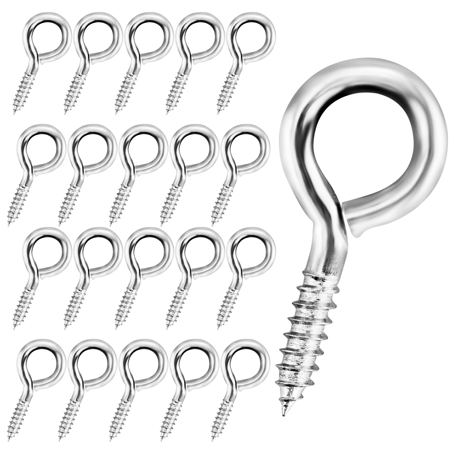 40 PCS Eyelet Hook, Self Tapping Screw, 30mm Ring Hooks, Galvanized Eyebolt, Ceiling Mount for Wood, Fixing Wires, Indoor and Outdoor