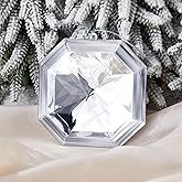 Syhood 5.1 Inch Jewel Ornament Square Jewel Ornaments for Christmas Tree Acrylic Large Christmas Gem Decorations for Xmas Wedding Holiday Party Decor(Silver)