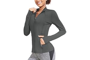 COOrun Women's Workout Jackets Lightweight Running Jacket Full Zip Track Tops Sportswear with Thumb Holes