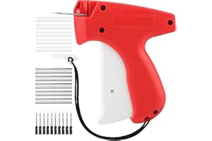 BUSHIBU Quick Clothing Fixer, Speedy Tagging Gun for Clothes, Handheld Tag Attacher Gun with 10 Needles & 1000 Pcs Barbs Fasteners for Retail Hang Price Fabric Garment Label(Red)