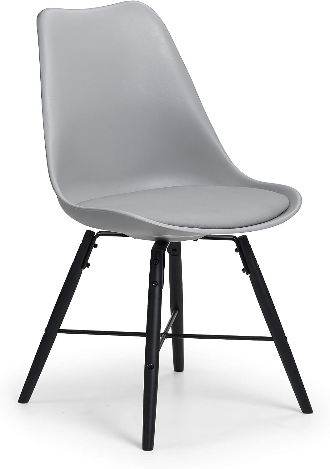 Julian Bowen Kari Dining Chairs Set of 2, Grey Chair with Black Metal Legs