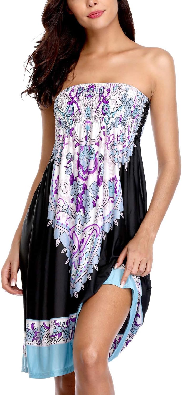 Charmo Women's Bohemia Beach Dress V-Neck Swim Beach Bikini Cover Up Swimdress