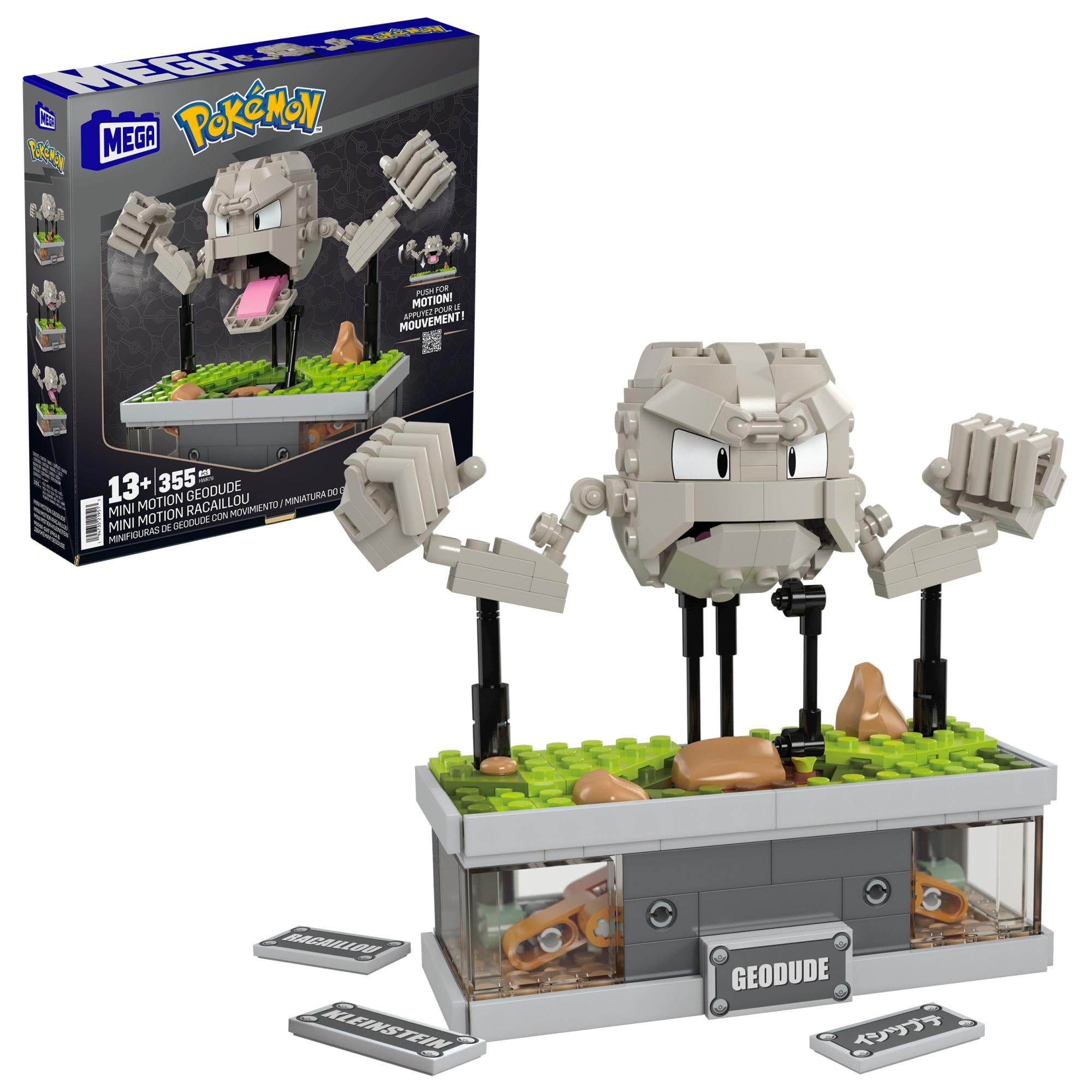MEGA Pokémon Building Toys Set, Mini Motion Geodude with 343 Pieces, 5 Inches Tall, Moving Arms and Mouth, Adult Collectible, HWR79 — image 1
