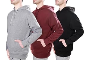 WHITE PEAK TRADING COMPANY Mens Workout Hoodie, 3 Pack Long Sleeve Fleece Lightweight Pullover Hooded Sweatshirt with Pocket