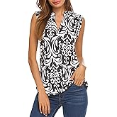 Halife Women's Sleeveless Floral Print V Neck Tunic Tank Tops Blouse Shirts