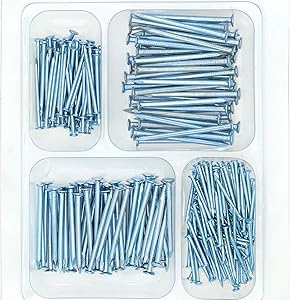 HongWay Hardware Nail Assortment Kit 250pcs, Galvanized Nails, 4 Size Assortment