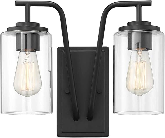2 Light Matte Black Exterior Wall Sconce