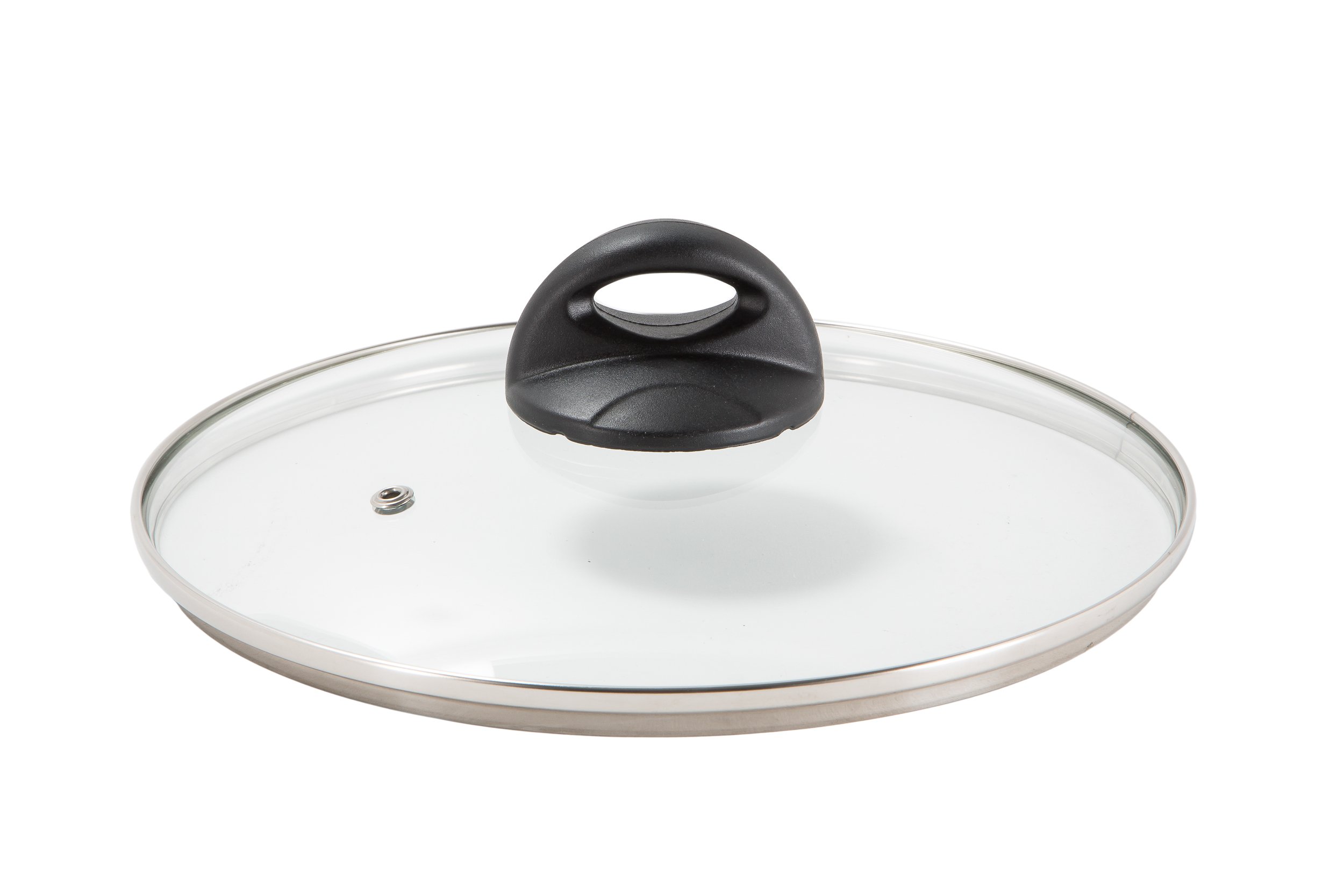 Barazzoni 84913502403 Lid, 24 cm, in Glass and Steel for Linea Granitica, Black Salt