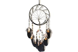SOYUZU Black Dream Catcher, Tree of Life Dream Catchers for Wall Decor Dream Catcher for Bedroom Feather Wall Hanging Ornaments