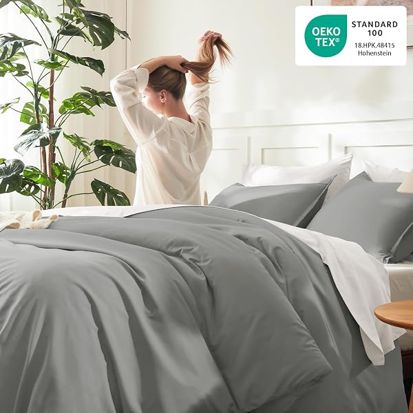 LITANIKA COMFORTERS MEDIUM GRAY SUPER KING PLUS SIZE, 3 PIECES LIGHTWEIGHT SOLID BEDDING SET & COLLECTIONS, ALL SEASON FLUFFY BED SET (128X120IN COMFORTER & 2 PILLOWCASES)