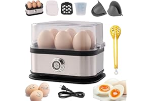 Sunny Side Master Egg Cooker, Stainless Steel Rapid Eggs Cooker 6 Egg Capacity, Smart Egg Cookers with Auto Shut, 3 in 1 Spli