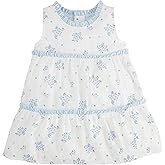 Mud Pie Baby-Girls Children's Blue Floral Tiered Dress