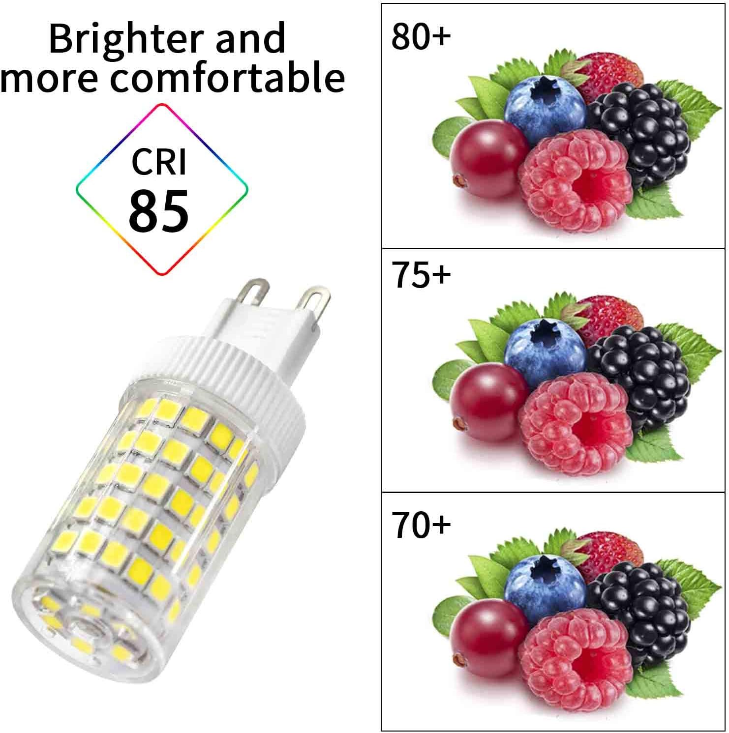 MJIUZHOU G9 LED Light Bulb 10W Equivalent to 80W Halogen Cool White 6500k 800lm 220V 360° Beam Angle Energy Saving Bi-Pin Base Lamp(Pack of 5) - Image 3
