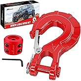 Nilight Forged Steel Winch Hook 3/8" Grade 70 Safety Latch Winch Cable Hook Stopper & Clevis Slip Hook Sets, Included Allen Wrench,Max 35,000 lbs, Red