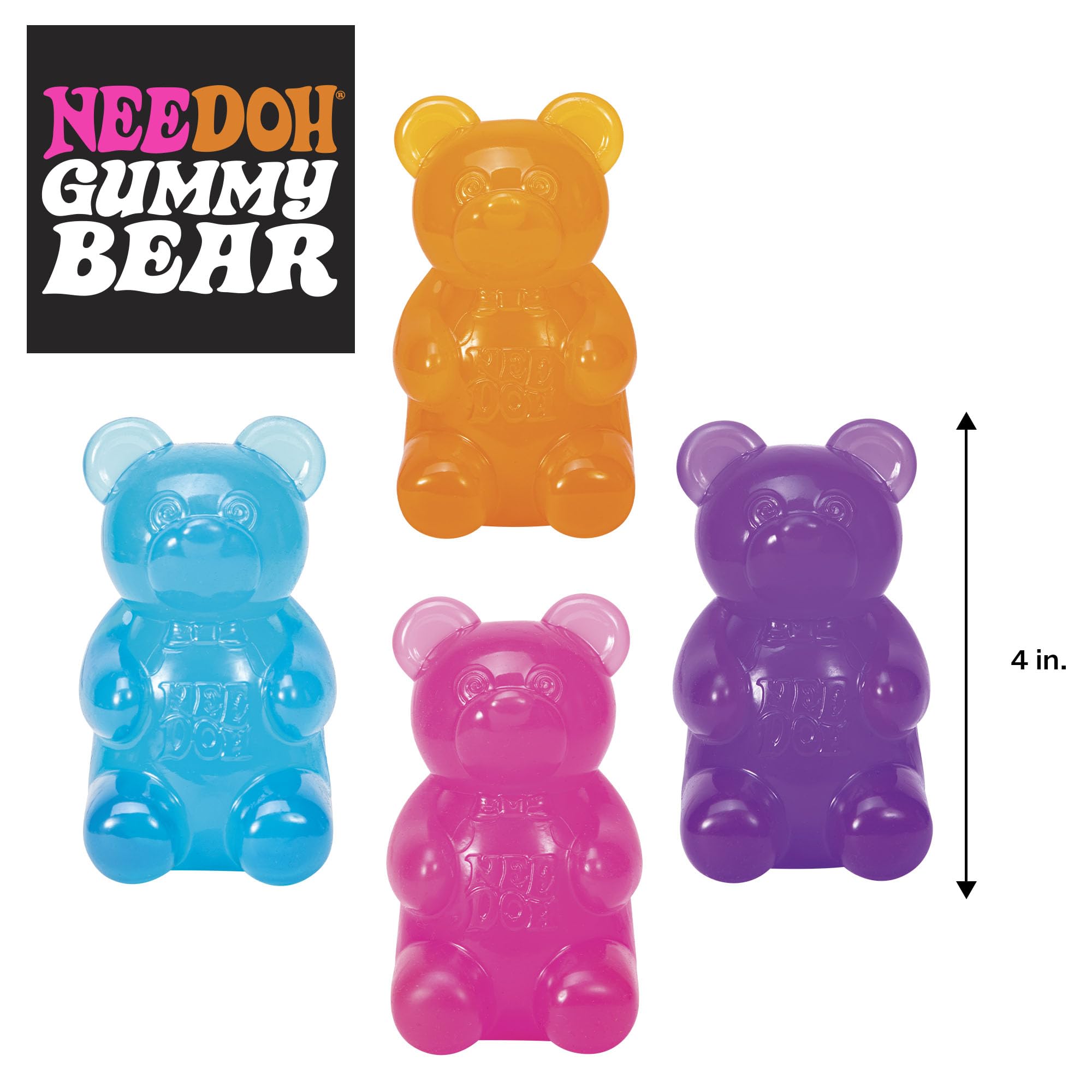 Schylling NeeDoh Gummy Bear - Sensory Fidget Toy with Jelly-Like Filling - 3.5