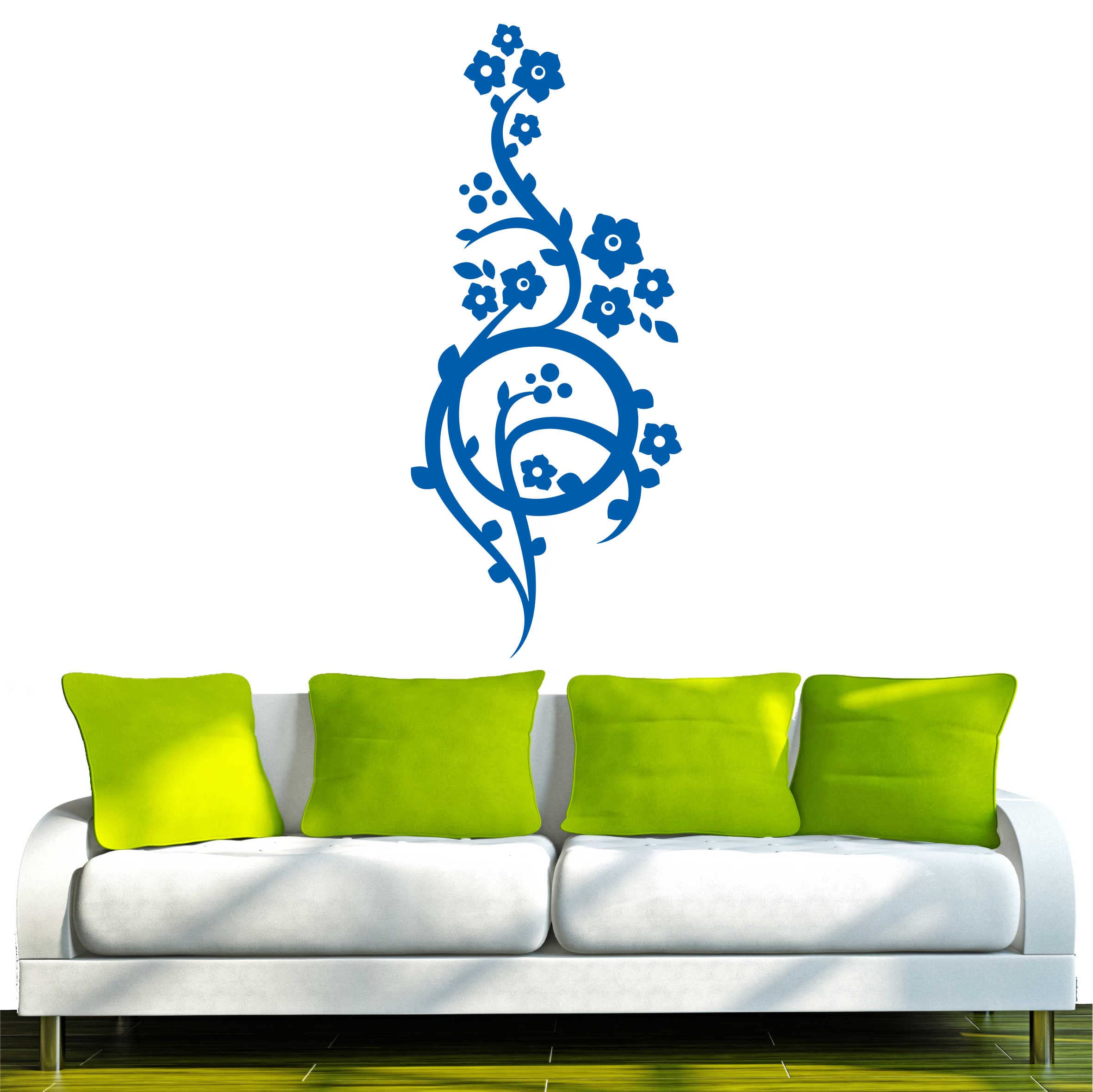 INDIGOS Wall Sticker-d212 Beautiful Tribal Vine Flower Plant 40 x 17 cm Turquoise, Vinyl, 40 x 17 x 1 cm — image 1