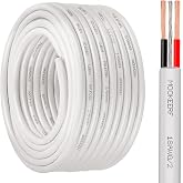 MOOKEERF 18 AWG 2 Conductor Stranded Shielded Plenum Cable 50FT 18/2 Shielded Wire White CL3P Jacket for Security/Alarm/Access Control/Sound-18AWG 2 Conductors Wire