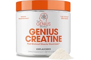 THE GENIUS BRAND Genius Micronized Creatine Monohydrate Powder, Post Workout Supplement, Unflavored - 100% Naturally Flavored & Sweetened - Supports Muscle Building, Cellular Energy & Cognitive Function – 170g