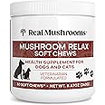 Real Mushrooms Calming Chews for Dogs - Cat Dog Treats w Reishi Lions Mane, Dogs, Relaxation, Bites Pet, 60ct