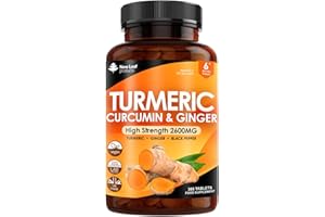 NEW LEAF PRODUCTS Turmeric Tablets - High Strength Extract with Black Pepper & Ginger (365 Tablets) Active 95% Turmeric Curcumin Supplements, Vegan, GMP, GMO Free Gluten Free, UK Made by New Leaf
