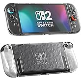 FUNDIARY Clear Protective Skins for Nintendo Switch 2 Shell PC Hard Skin Case Protector Switch 2 Transparent Diamond Shells Cover Grips Controller Accessories Gifts for Chrismas - Not Easy to Fall Off
