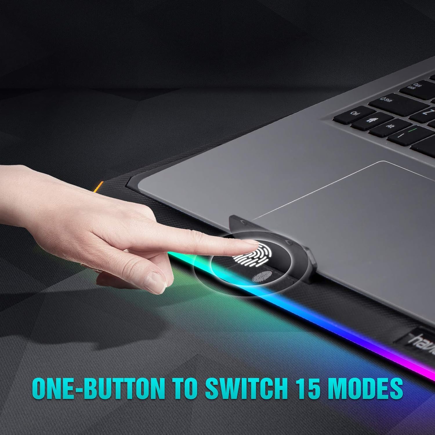 havit RGB Laptop Cooling Pad for 15.6-17 Inch Laptop with 3 Quiet Fans and Touch Control, Pure Metal Panel Portable Cooler (Black+Blue): Computers & Accessories