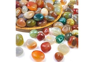 FANTIAN Natural Polished Decorative Colorful Pebbles - 2lb Colorful Agate Stones for Landscape Decoration Stone. 0.4-0.8 Inch, Suitable for Home Decoration, DIY Handmade, Decorative Fish Tanks, Vase Filler