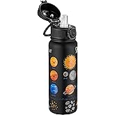 OLDLEY 20 Oz Insulated Stainless Steel Water Bottle For Kids, With Straws Leak-proof, Kids Water Bottles For School Boys Girls,Space Planet