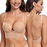 DotVol Women's Backless Multiway Convertible Low Cut Push Up Underwire Bra