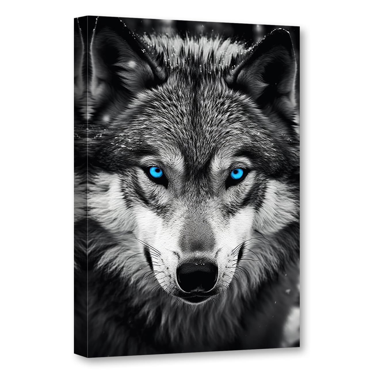 CCWACPP Wolf Canvas Wall Art Animal Picture Wall Decor Black and White Animals Painting Print Artwork Living Room Bedroom Decor Frame (Wolf - 2, 12x18inch (30x45cm))