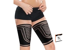 VLELA Hamstring Compression Sleeve(pair)-Copper Thigh Compression Sleeve for Women Men-Thigh Braces for Quad Supports,Groin Pull Relief,Running