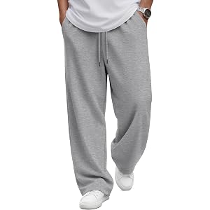 Neer Men's Baggy Sweatpants | Wide Leg Pants, Athletic, Running, Elastic Waist, Drawstring, Casual, Lounge, with Pockets, Str