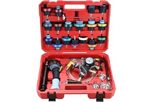8MILELAKE 28-Piece Universal Radiator Pressure Tester Kit With Manual Pump and Color-Coded Caps for Cars, Trucks and Motorcyc