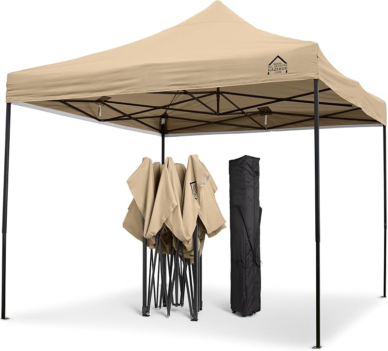 All Seasons Gazebos 3x3m Heavy Duty Pop Up Gazebo Beige with Accessory Pack