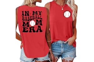 TAOHONG Baseball Mom Shirts for Women:Baseball Graphic Tank Tops Casual Sleeveless Tee Shirt Game Day Vest Top