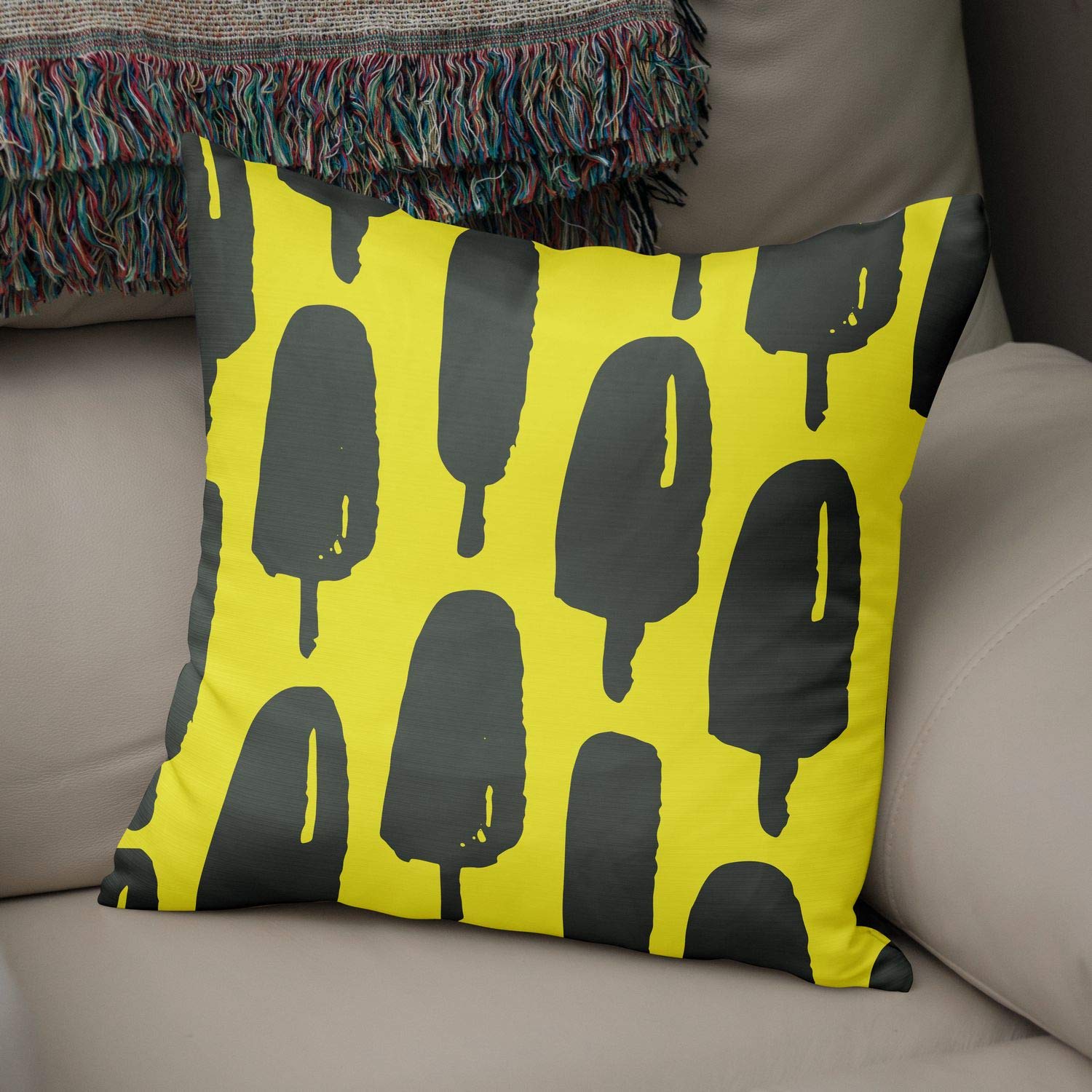 Bonamaison Decorative Cushion Cover Neon Yellow & Fume, Throw Pillow Covers, Home Decorative Pillowcases for Livingroom, Sofa, Bedroom, Size: 50x50 Cm - Designed and Manufactured in Turkey
