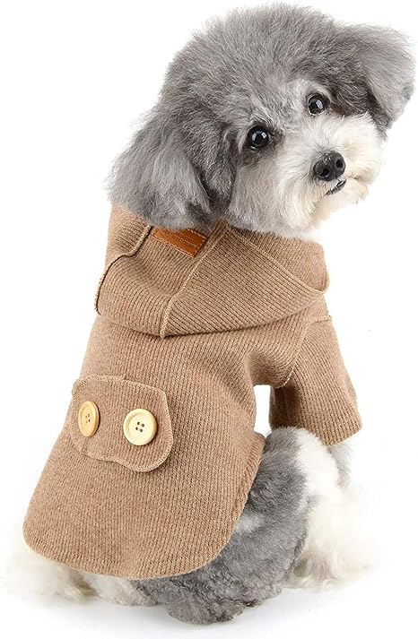 Amazon Co Jp 犬のパーカーセーターコート 冬の暖かい小さな犬ニットセーター 寒い気象のためのペットアパレル ブラウン S ホーム キッチン