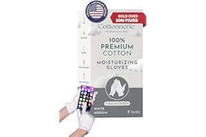 Gaxcoo Cottonnerie Cotton Gloves for Dry Hands Sleeping, Moisturizing Gloves Overnight, Hand Moisturizer Gloves, Moisture Gloves for Dry Hands Overnight, Eczema Gloves, Medium 7 Pair, Touchscreen