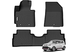 Wailtnb-Floor Mats Custom for Kia Soul 2014-2019 All Weather Protection TPE Rubber Waterproof Floor Liners Fits Front& 2nd Row Full Set Black Accessories